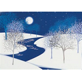 Cold Night Trees with Snow and River Holiday Greeting Card (5"x7")